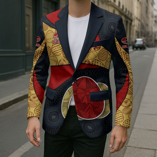 Personalized Suns Football Blazer Easter Egg Pattern Red Yellow Tribal Dot Art Style