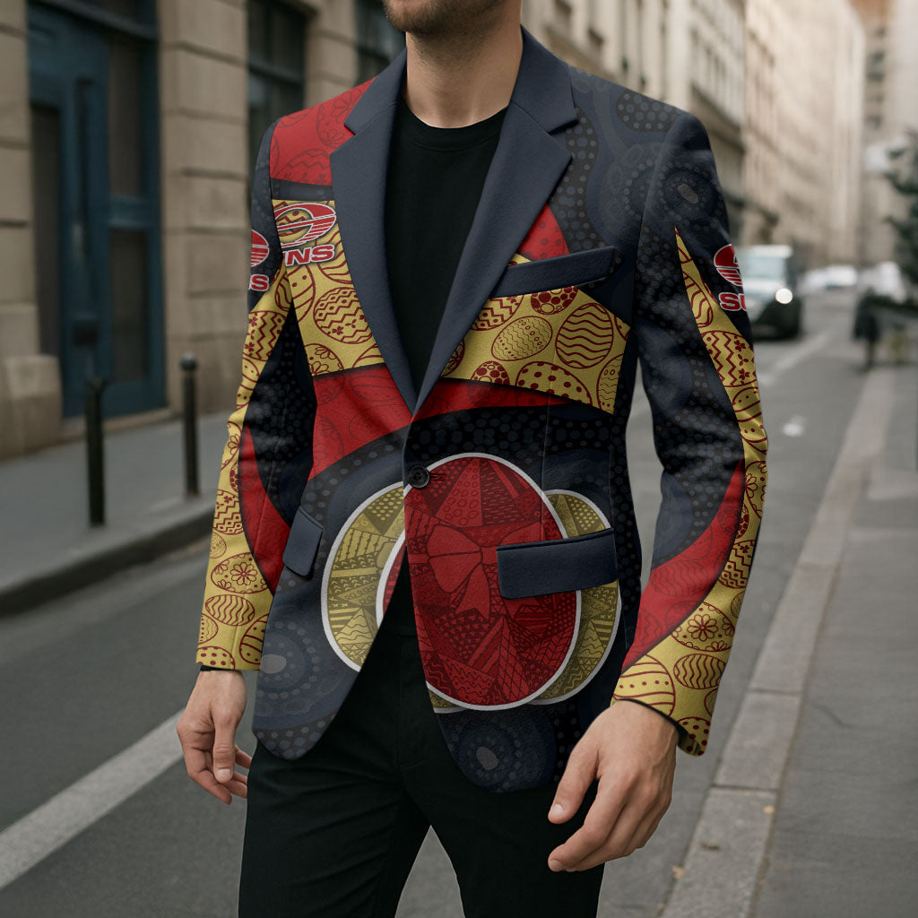 Personalized Suns Football Blazer Easter Egg Pattern Red Yellow Tribal Dot Art Style