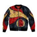 Personalized Suns Football Bomber Jacket Easter Egg Pattern Red Yellow Tribal Dot Art Style