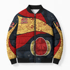 Personalized Suns Football Bomber Puffer Jacket Easter Egg Pattern Red Yellow Tribal Dot Art Style