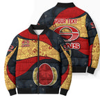 Personalized Suns Football Bomber Puffer Jacket Easter Egg Pattern Red Yellow Tribal Dot Art Style