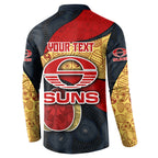 Personalized Suns Football Button Sweatshirt Easter Egg Pattern Red Yellow Tribal Dot Art Style