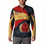 Personalized Suns Football Button Sweatshirt Easter Egg Pattern Red Yellow Tribal Dot Art Style