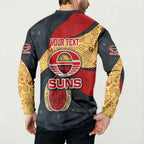 Personalized Suns Football Button Sweatshirt Easter Egg Pattern Red Yellow Tribal Dot Art Style