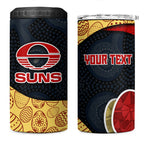 Personalized Suns Football 4 in 1 Can Cooler Tumbler Easter Egg Pattern Red Yellow Tribal Dot Art Style
