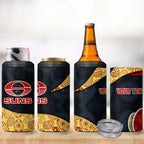 Personalized Suns Football 4 in 1 Can Cooler Tumbler Easter Egg Pattern Red Yellow Tribal Dot Art Style