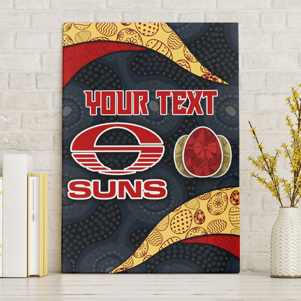 Personalized Suns Football Canvas Wall Art Easter Egg Pattern Red Yellow Tribal Dot Art Style