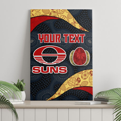 Personalized Suns Football Canvas Wall Art Easter Egg Pattern Red Yellow Tribal Dot Art Style