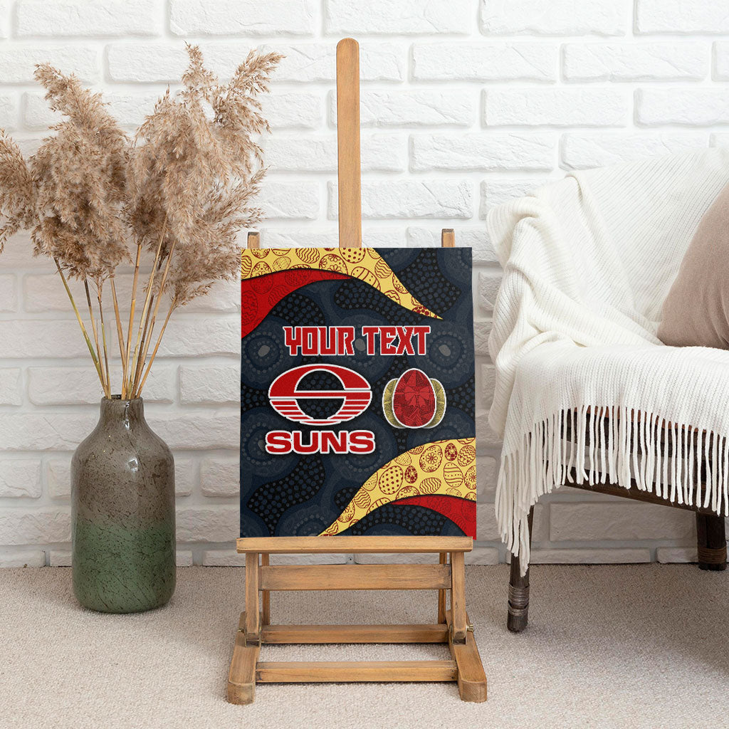 Personalized Suns Football Canvas Wall Art Easter Egg Pattern Red Yellow Tribal Dot Art Style