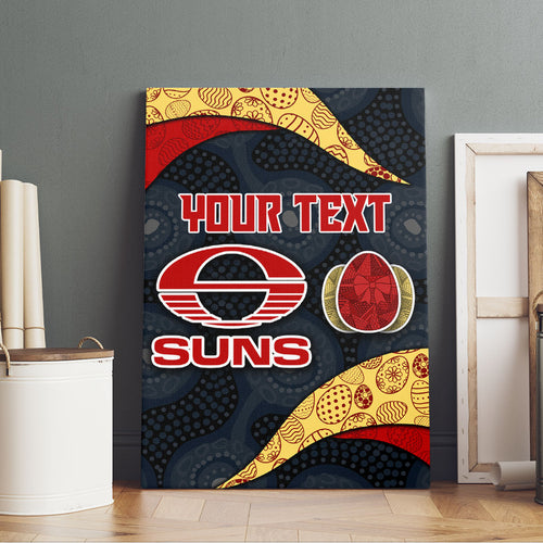Personalized Suns Football Canvas Wall Art Easter Egg Pattern Red Yellow Tribal Dot Art Style