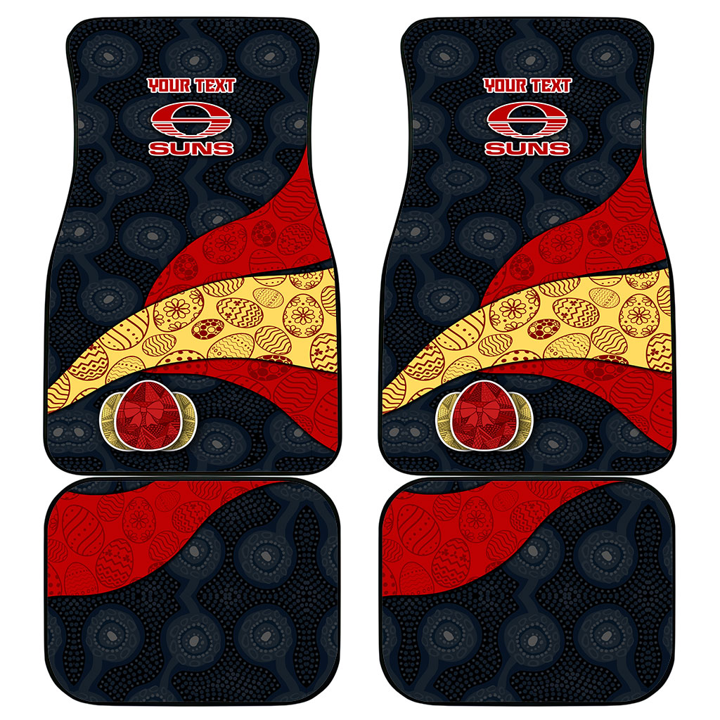 Personalized Suns Football Car Mats Easter Egg Pattern Red Yellow Tribal Dot Art Style