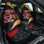 Personalized Suns Football Car Seat Cover Easter Egg Pattern Red Yellow Tribal Dot Art Style