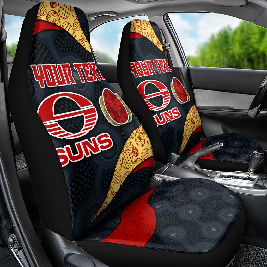 Personalized Suns Football Car Seat Cover Easter Egg Pattern Red Yellow Tribal Dot Art Style