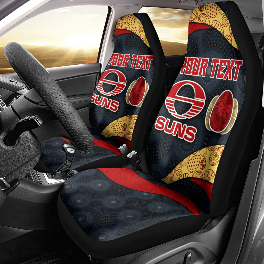 Personalized Suns Football Car Seat Cover Easter Egg Pattern Red Yellow Tribal Dot Art Style