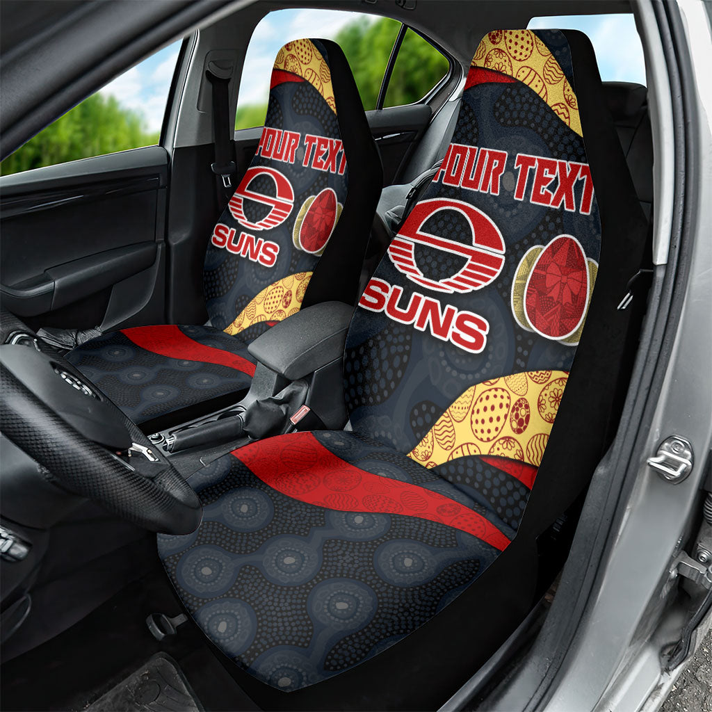 Personalized Suns Football Car Seat Cover Easter Egg Pattern Red Yellow Tribal Dot Art Style