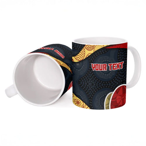 Personalized Suns Football Ceramic Mug Easter Egg Pattern Red Yellow Tribal Dot Art Style