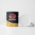 Personalized Suns Football Ceramic Mug Easter Egg Pattern Red Yellow Tribal Dot Art Style