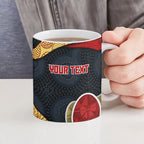 Personalized Suns Football Ceramic Mug Easter Egg Pattern Red Yellow Tribal Dot Art Style