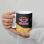 Personalized Suns Football Ceramic Mug Easter Egg Pattern Red Yellow Tribal Dot Art Style