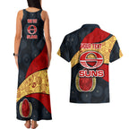 Personalized Suns Football Couples Matching Tank Maxi Dress and Hawaiian Shirt Easter Egg Pattern Red Yellow Tribal Dot Art Style