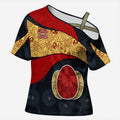 Personalized Suns Football Cross Shoulder Shirt Easter Egg Pattern Red Yellow Tribal Dot Art Style