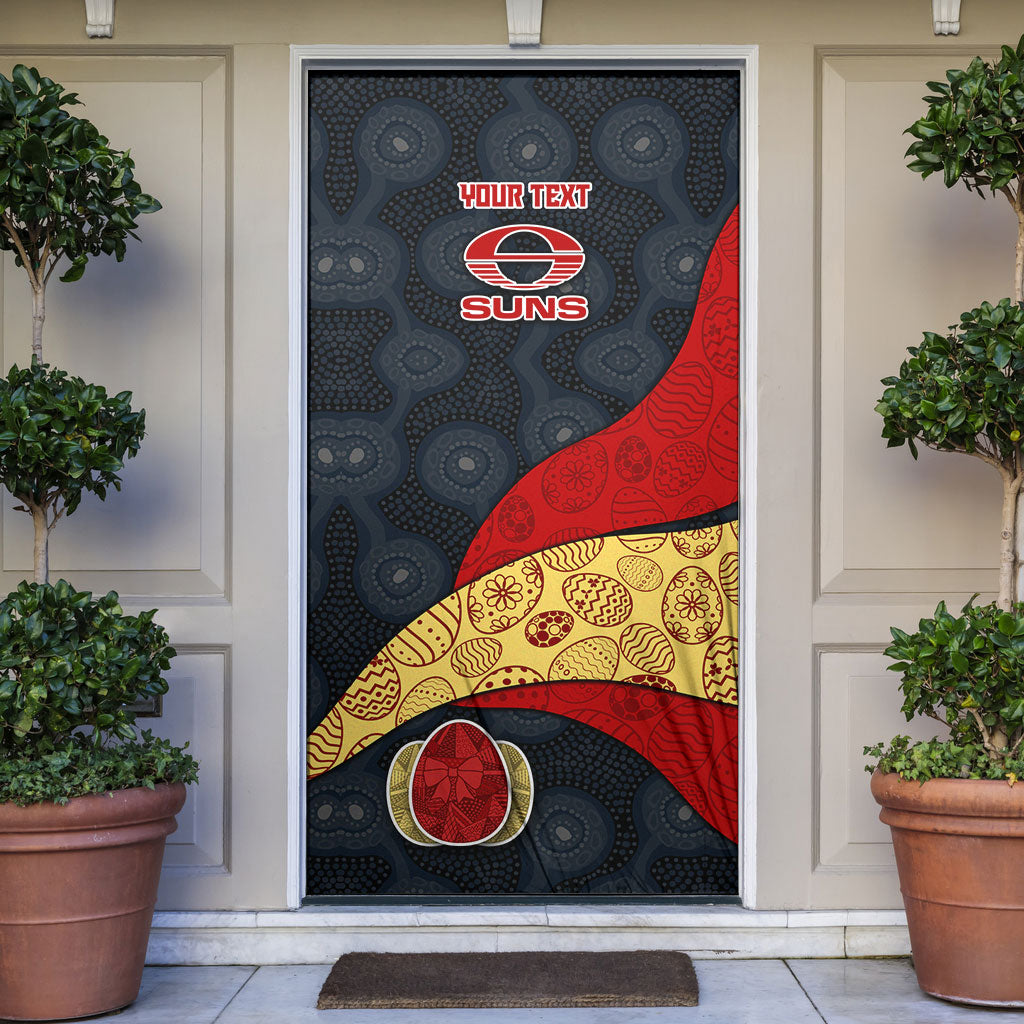 Personalized Suns Football Door Cover Easter Egg Pattern Red Yellow Tribal Dot Art Style