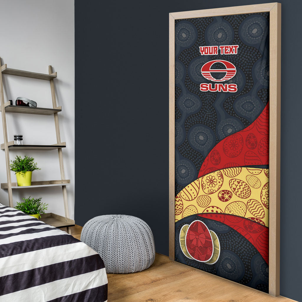 Personalized Suns Football Door Cover Easter Egg Pattern Red Yellow Tribal Dot Art Style