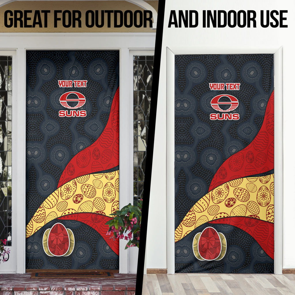 Personalized Suns Football Door Cover Easter Egg Pattern Red Yellow Tribal Dot Art Style