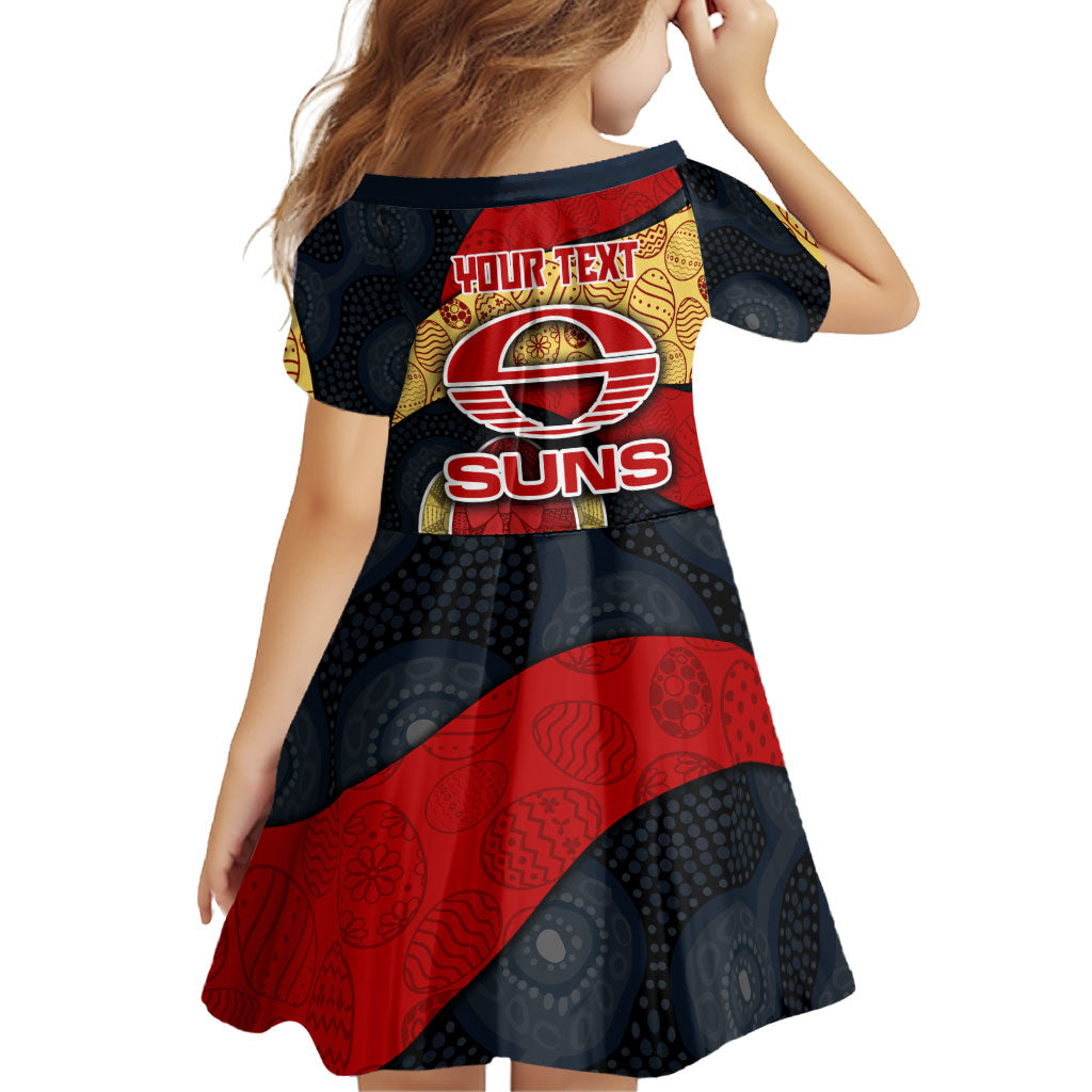 Personalized Suns Football Family Matching Off The Shoulder Long Sleeve Dress and Hawaiian Shirt Easter Egg Pattern Red Yellow Tribal Dot Art Style