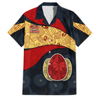 Personalized Suns Football Family Matching Off The Shoulder Long Sleeve Dress and Hawaiian Shirt Easter Egg Pattern Red Yellow Tribal Dot Art Style
