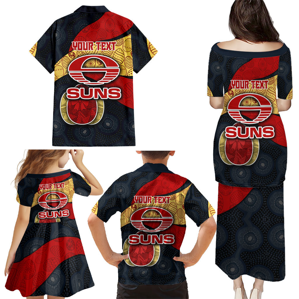 Personalized Suns Football Family Matching Puletasi and Hawaiian Shirt Easter Egg Pattern Red Yellow Tribal Dot Art Style