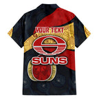 Personalized Suns Football Family Matching Puletasi and Hawaiian Shirt Easter Egg Pattern Red Yellow Tribal Dot Art Style