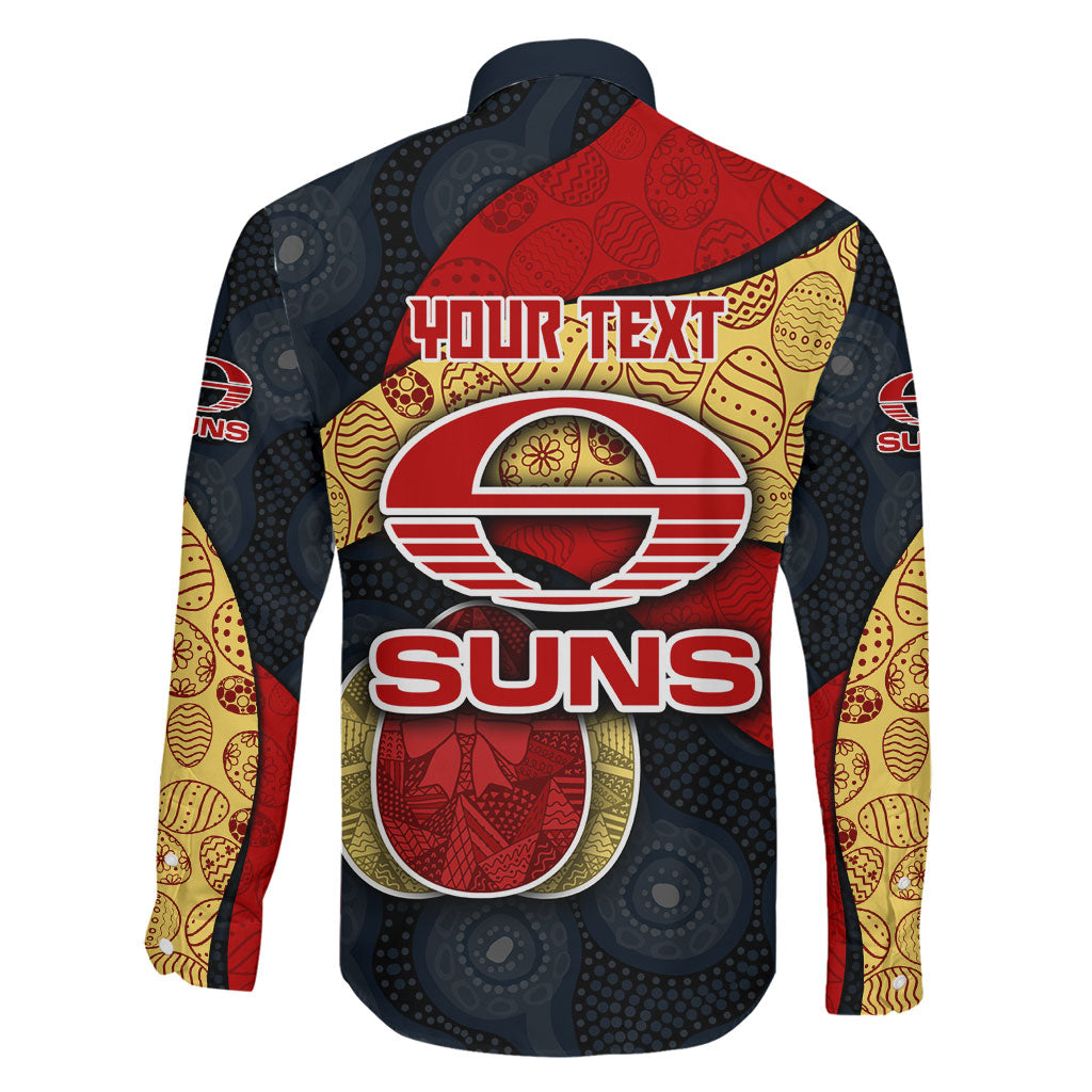 Personalized Suns Football Family Matching Puletasi and Hawaiian Shirt Easter Egg Pattern Red Yellow Tribal Dot Art Style