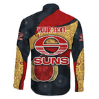 Personalized Suns Football Family Matching Puletasi and Hawaiian Shirt Easter Egg Pattern Red Yellow Tribal Dot Art Style