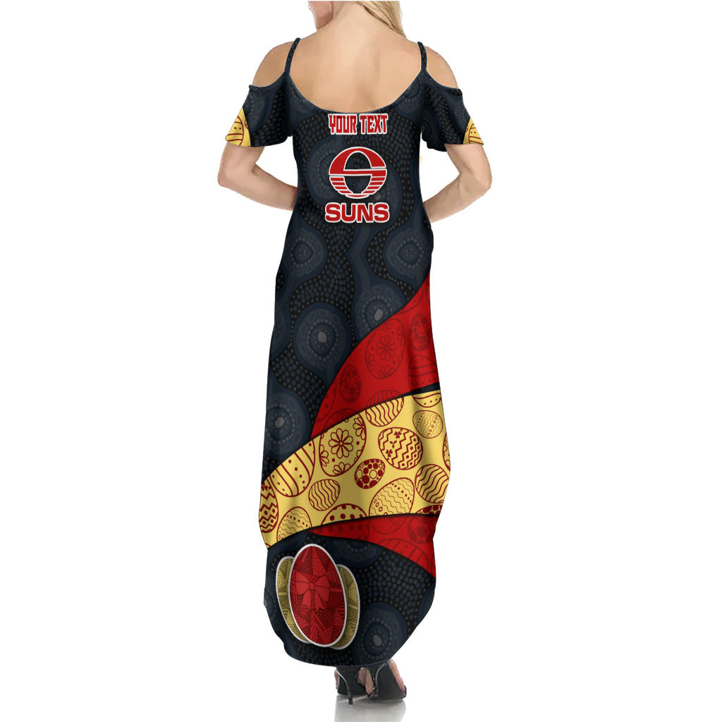Personalized Suns Football Family Matching Summer Maxi Dress and Hawaiian Shirt Easter Egg Pattern Red Yellow Tribal Dot Art Style