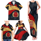 Personalized Suns Football Family Matching Tank Maxi Dress and Hawaiian Shirt Easter Egg Pattern Red Yellow Tribal Dot Art Style