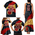 Personalized Suns Football Family Matching Tank Maxi Dress and Hawaiian Shirt Easter Egg Pattern Red Yellow Tribal Dot Art Style