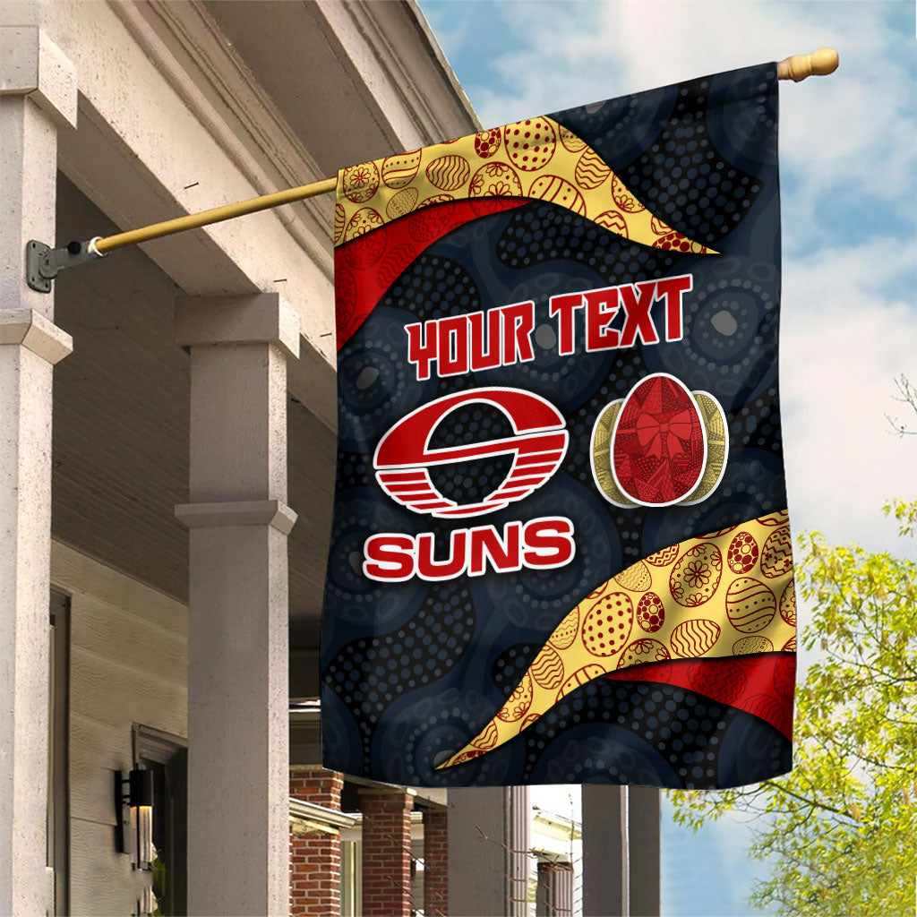 Personalized Suns Football Garden Flag Easter Egg Pattern Red Yellow Tribal Dot Art Style