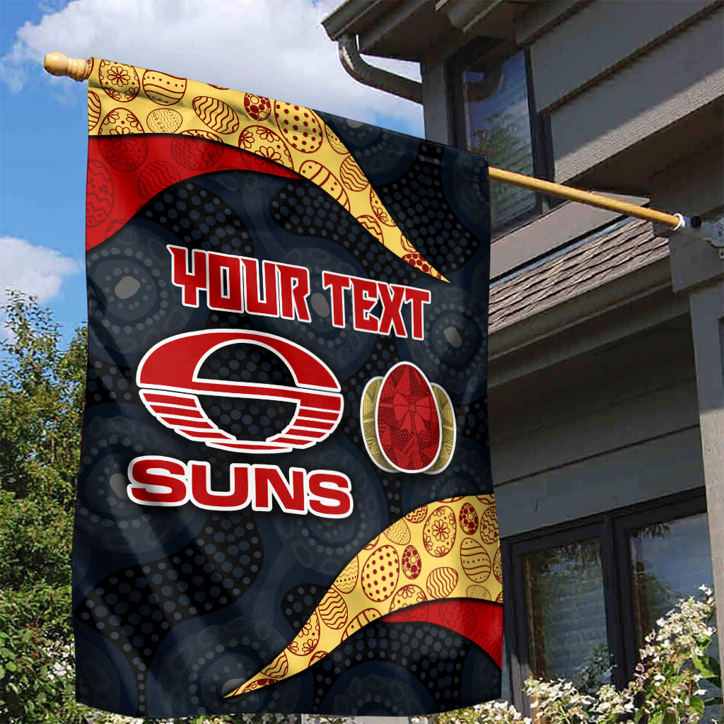 Personalized Suns Football Garden Flag Easter Egg Pattern Red Yellow Tribal Dot Art Style