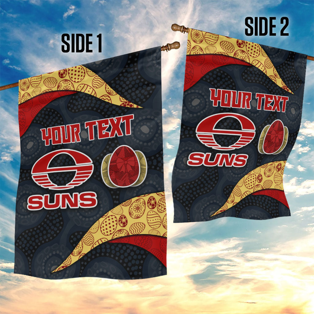 Personalized Suns Football Garden Flag Easter Egg Pattern Red Yellow Tribal Dot Art Style