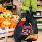 Personalized Suns Football Grocery Bag Easter Egg Pattern Red Yellow Tribal Dot Art Style