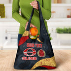 Personalized Suns Football Grocery Bag Easter Egg Pattern Red Yellow Tribal Dot Art Style