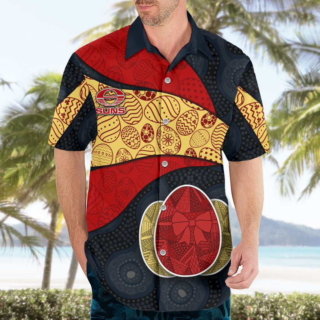 Personalized Suns Football Hawaiian Shirt Easter Egg Pattern Red Yellow Tribal Dot Art Style