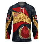 Personalized Suns Football Hockey Jersey Easter Egg Pattern Red Yellow Tribal Dot Art Style
