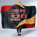 Personalized Suns Football Hooded Blanket Easter Egg Pattern Red Yellow Tribal Dot Art Style