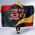 Personalized Suns Football Hooded Blanket Easter Egg Pattern Red Yellow Tribal Dot Art Style