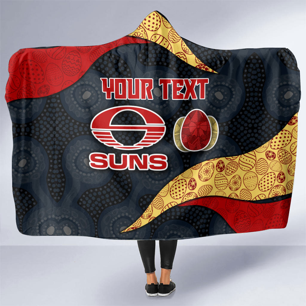Personalized Suns Football Hooded Blanket Easter Egg Pattern Red Yellow Tribal Dot Art Style