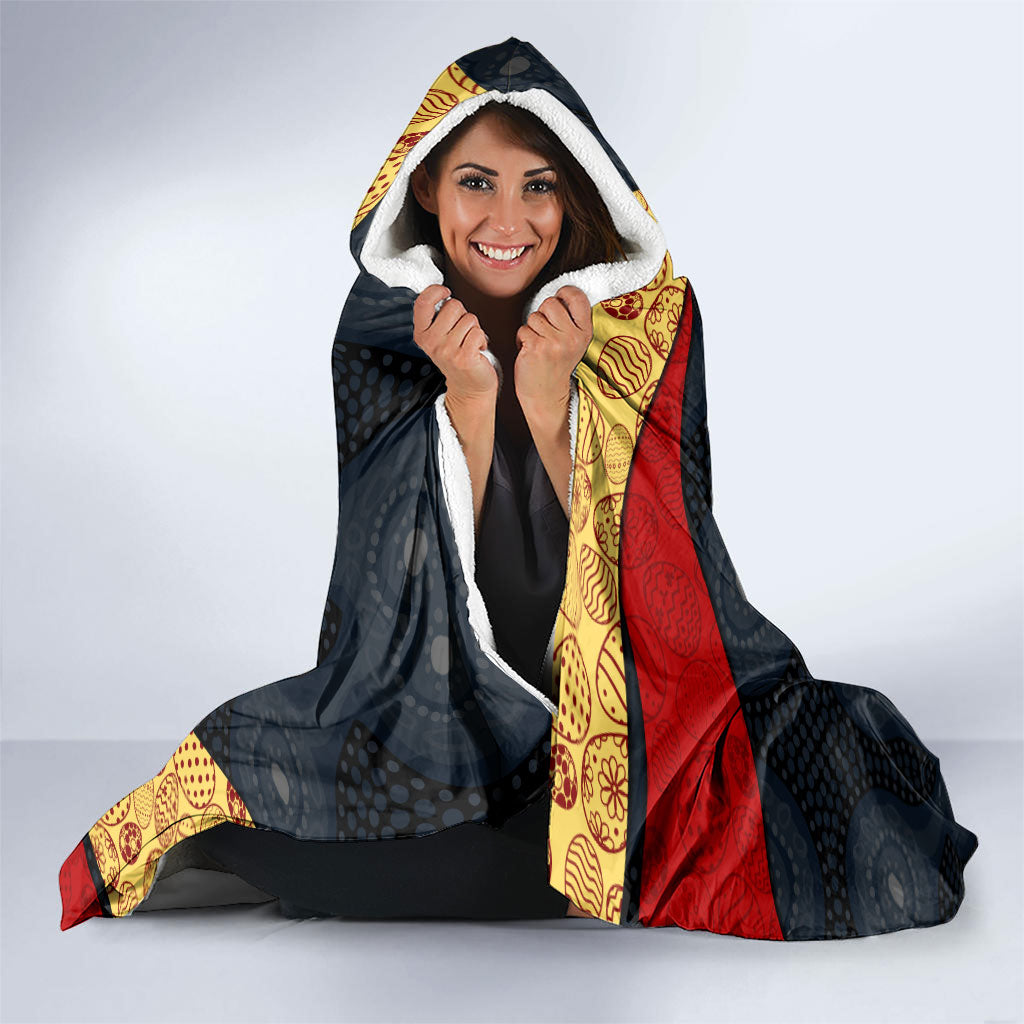 Personalized Suns Football Hooded Blanket Easter Egg Pattern Red Yellow Tribal Dot Art Style
