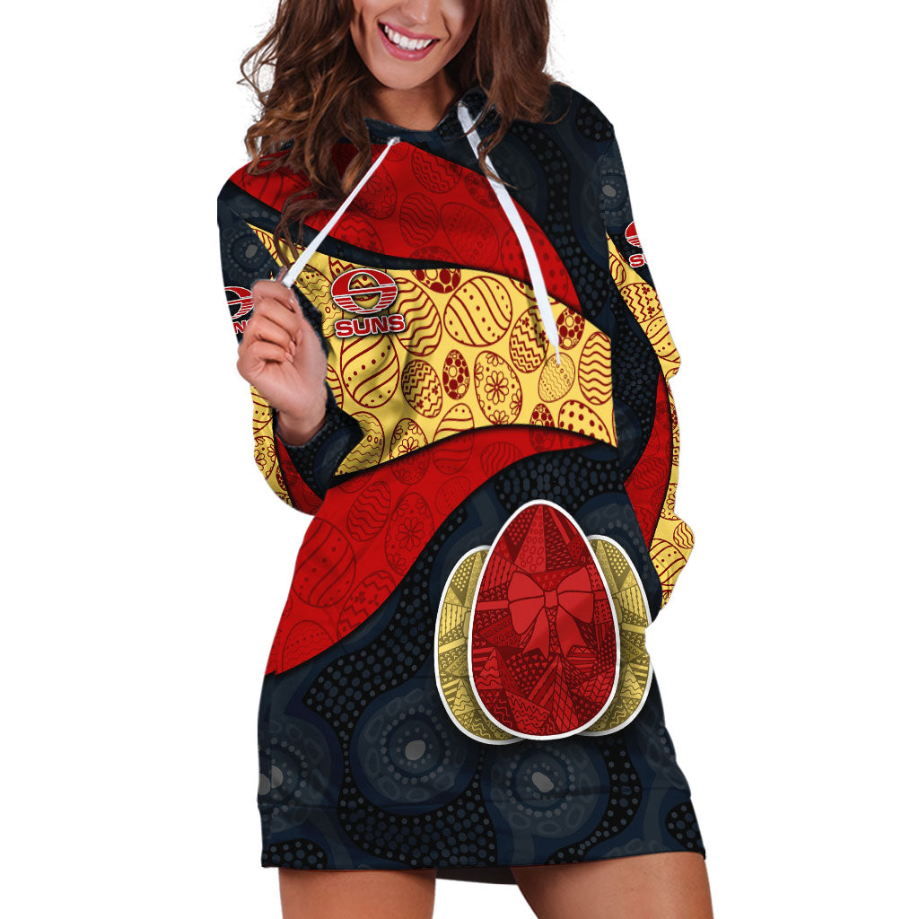 Personalized Suns Football Hoodie Dress Easter Egg Pattern Red Yellow Tribal Dot Art Style