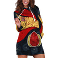 Personalized Suns Football Hoodie Dress Easter Egg Pattern Red Yellow Tribal Dot Art Style